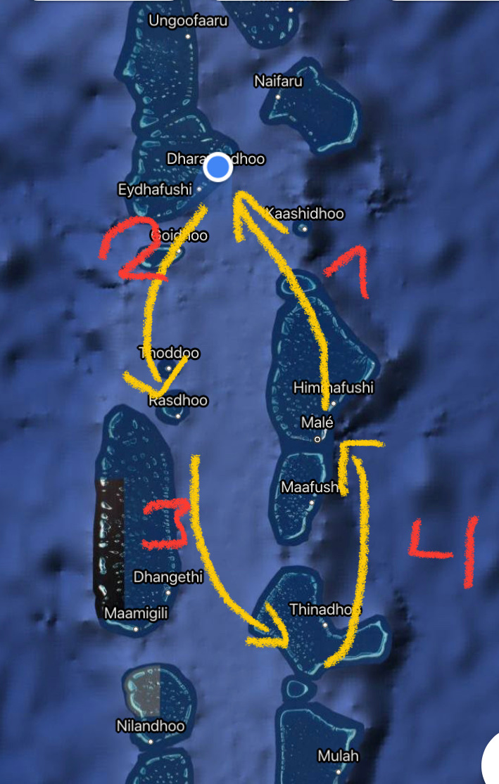 Tour Ablauf / Strecke , M/V Carpe Diem, Malediven