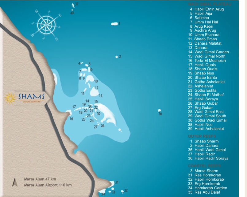 Divesites, Shams Alam - Wadi Gimal Diving Center, Marsa Alam, Ägypten, Marsa Alam und südlich