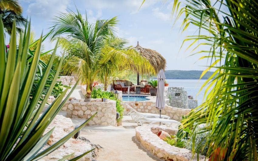 Cliffpool mit herrlicher Aussicht, Lagun Blou Dive, Niederländische Antillen, Curaçao