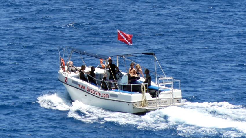 Ausfahrt mit dem Tauchboot, Pelagos Dive Center, Agios Nikolaos, Kreta, Griechenland