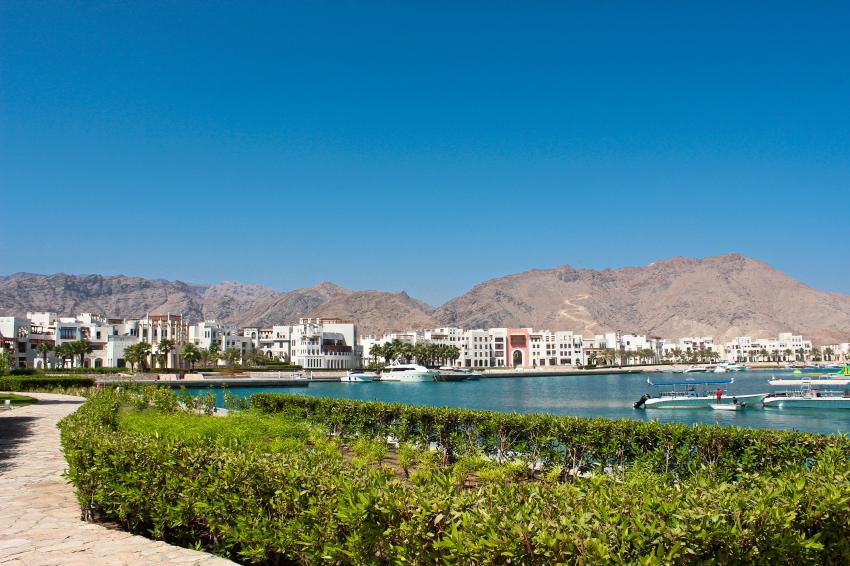 Ausblick von der Basis auf das Sifawy Boutique Hotel, Extra Divers, Sifawy Boutique Hotel, Sifah, Oman