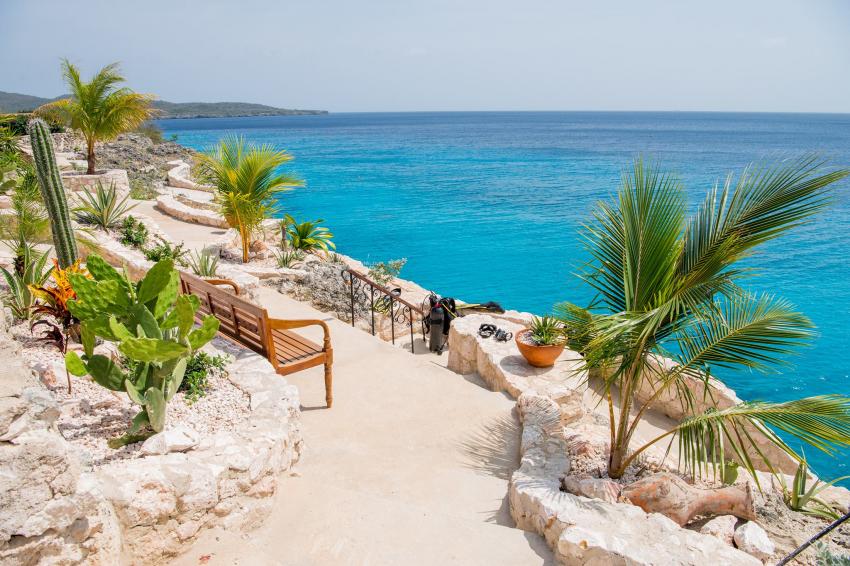 Die Aussicht vom Lagun Blou Resort, Curacao, Curacao, Lagun, Lagun Blou Resort, Lagun Blou Dive, Niederländische Antillen, Curaçao