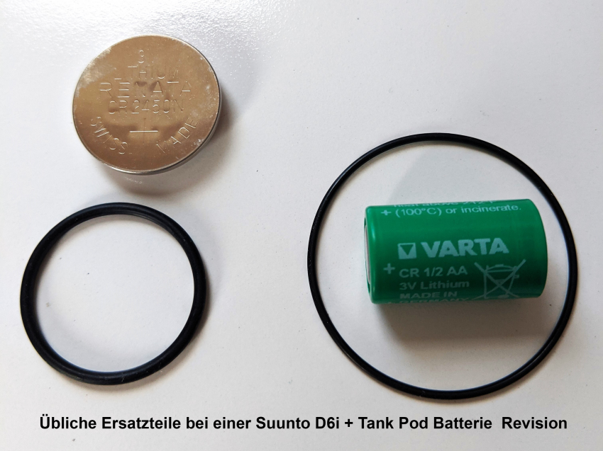 Übliche Suunto® D6i Batterie + Tank Pod Revision, Suunto® Standard Batteriewechsel, Tauchsport Gläßer, München, Deutschland, Bayern