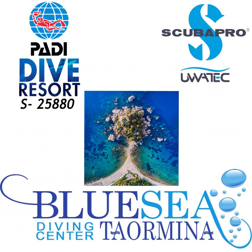 Logo, Blue sea taormina, Blue Sea Diving Center (Taormina, Sizilien), Italien