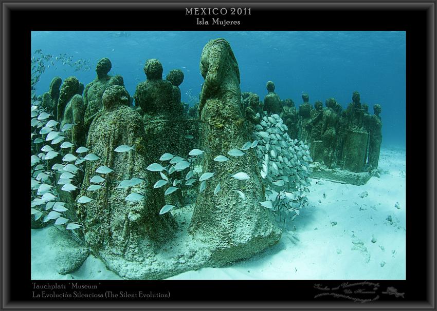 La Evolución Silenciosa (The Silent Evolution), Isla Mujeres - Skulpturen - Tauchplatz Museum,Mexiko,Skulpturen,Schwarm,Fische