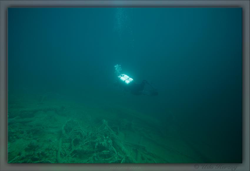 Blindsee - Steilwand, Bäume, Fische, Taucher, Blindsee,Lermoos,Österreich
