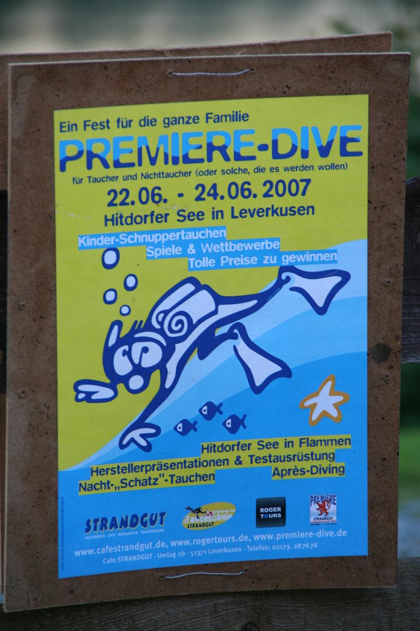 Hitdorfer See, Premiere 2007, Hitdorfer See,Leverkusen,Nordrhein-Westfalen,Deutschland,Premiere,Hinweis,Werbung