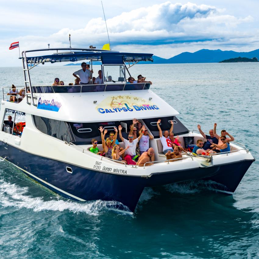 Calypso Tauch-Yacht-Katamaran, Calypso Diving, Koh Samui, Thailand, Golf von Thailand