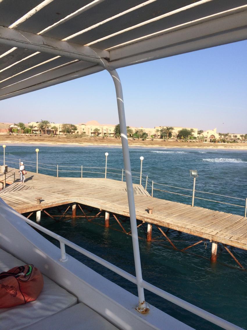 Blick vom Boot zum Hotel , Shams Alam - Wadi Gimal Diving Center, Marsa Alam, Ägypten, Marsa Alam und südlich