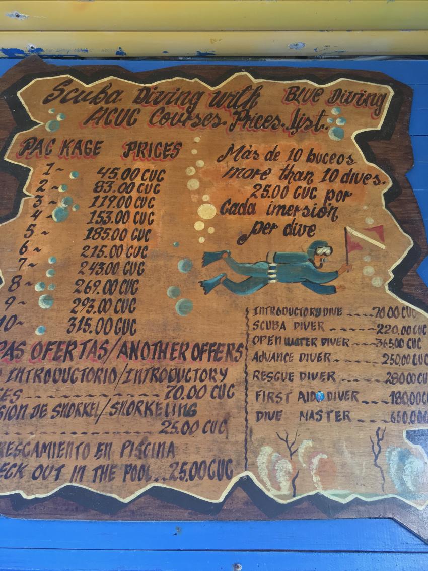 Preise, Blue Diving, Cayo Coco, Kuba