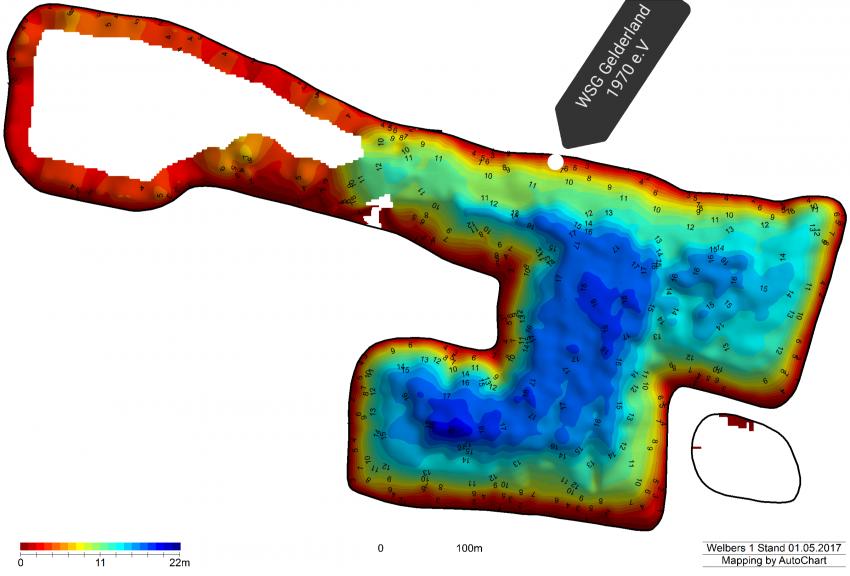 Tiefenkarte, Geldener Heidesee (Welberssee I), Deutschland, Nordrhein-Westfalen