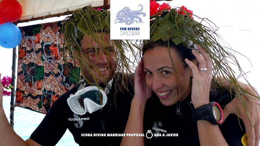 Just engaged at Mnemba Atoll, Nungwi – A scuba diving marriage proposal in Zanzibar, #lifelongmemories #marriageproposal #underwaterengagement #mnembaatoll #nungwi #zanzibar #zanzibarisland #tanzania #eastafrica #indianocean #oceanlove #fundiverszanzibar #local #padi #diveresort #scubadiving #scuba #diving #snorkeling #padicourses, Fun Di