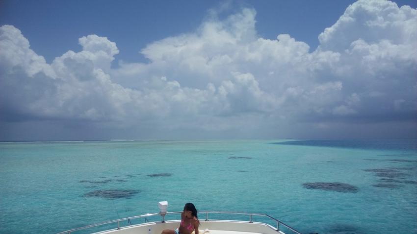 Mittagspause am Mantapoint, Vilu Reef, Süd Nilande Atoll, Sun Diving, Malediven